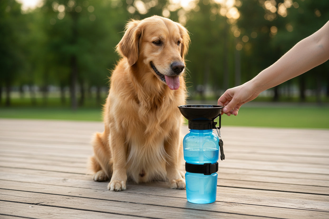 Aquadog Trinkflasche 2-in-1 – Das Must-Have für unterwegs: Auslaufsichere Hundetrinkflasche mit integriertem Napf (533 ml)