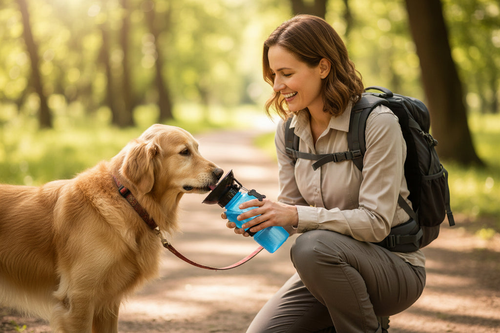 Aquadog Trinkflasche 2-in-1 – Das Must-Have für unterwegs: Auslaufsichere Hundetrinkflasche mit integriertem Napf (533 ml)