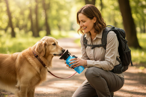Aquadog Trinkflasche 2-in-1 – Das Must-Have für unterwegs: Auslaufsichere Hundetrinkflasche mit integriertem Napf (533 ml)