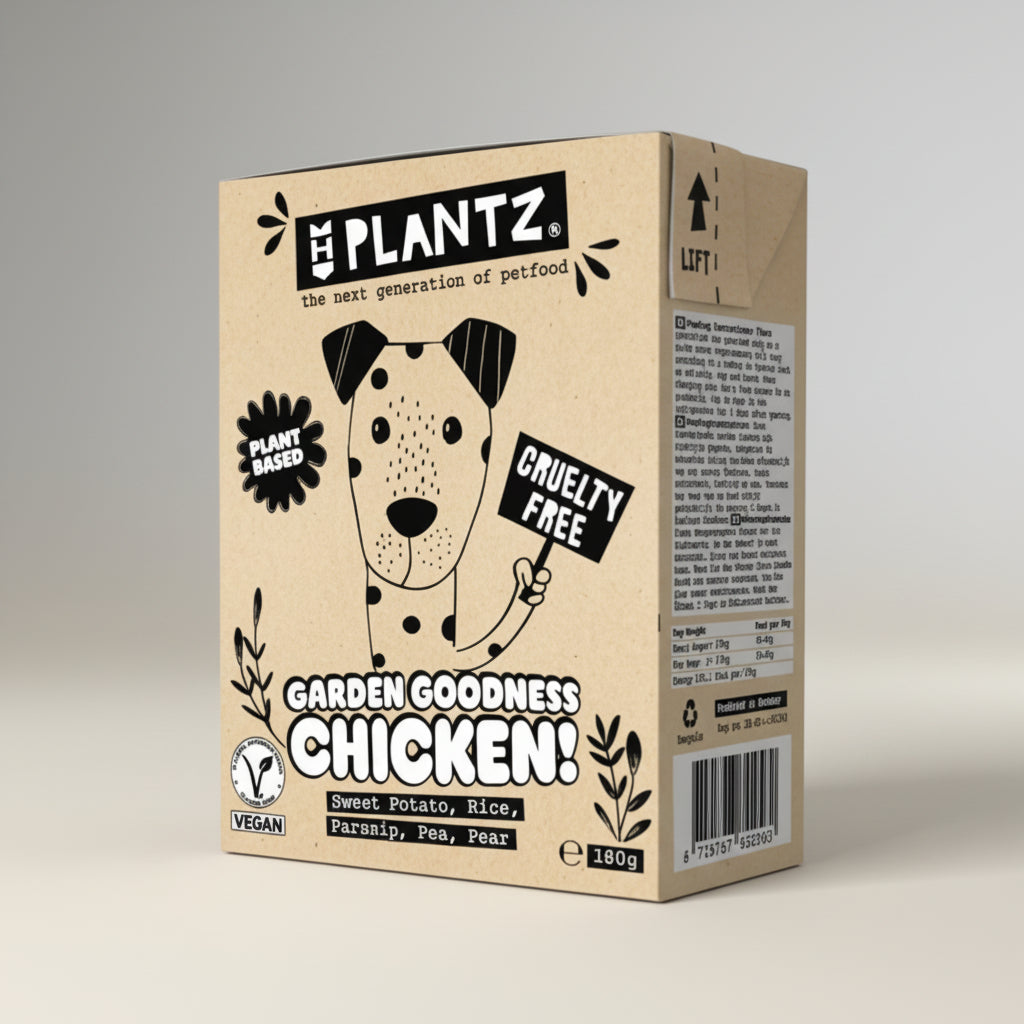 Henart Plantz Garden Goodness – Vegane Hühnchen-Style Chunks für Hunde | 100% Pflanzlich | Tetra Pack