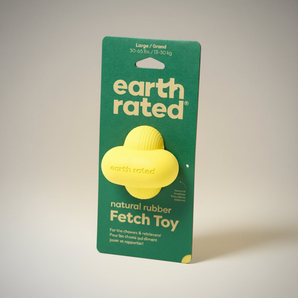 Earth Rated Fetch Toy aus Naturkautschuk – Nachhaltiges Hundespielzeug mit unvorhersehbarem Sprung, freier Atmung & schwimmfähigem Design