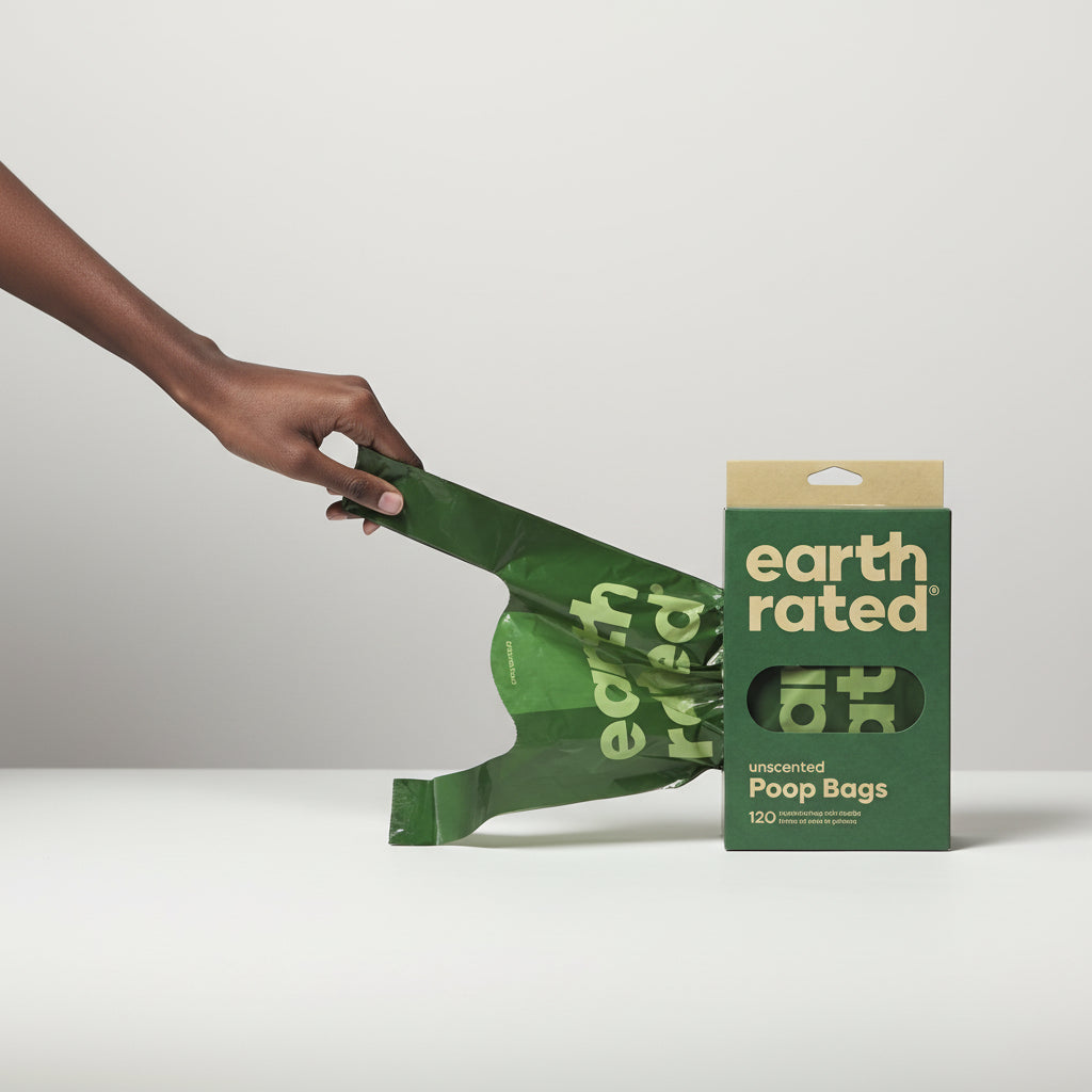 Earth Rated Kot-Beutel mit Griffen – 65 % recycelt, extra groß & 100 % auslaufsicher Geruchlos (120 Stück)