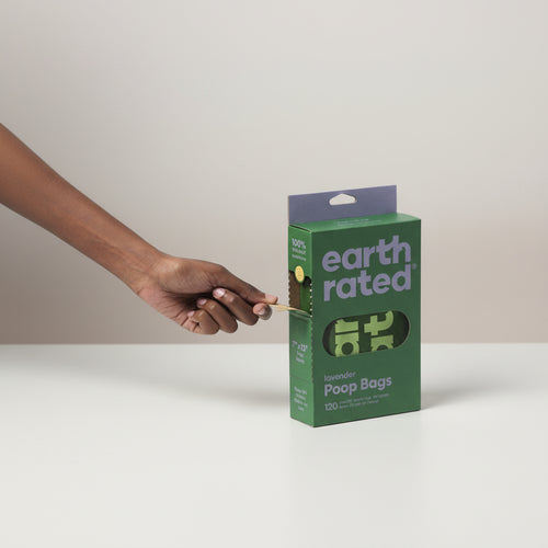 Earth Rated Kot-Beutel mit Griffen – 65 % recycelt, extra groß & 100 % auslaufsicher mit Lavendelduft (120 Stück)