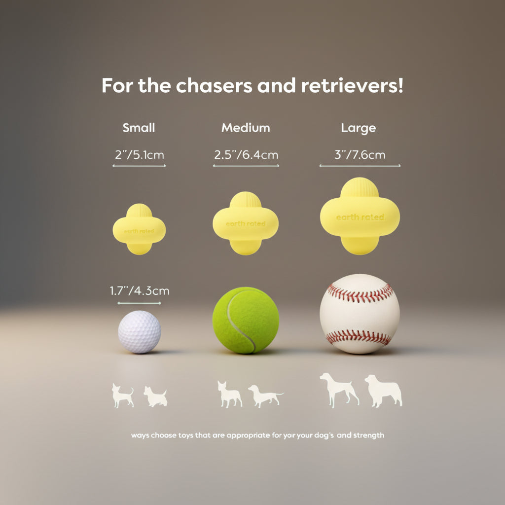 Earth Rated Fetch Toy aus Naturkautschuk – Nachhaltiges Hundespielzeug mit unvorhersehbarem Sprung, freier Atmung & schwimmfähigem Design