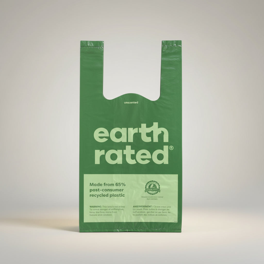Earth Rated Kot-Beutel mit Griffen – 65 % recycelt, extra groß & 100 % auslaufsicher Geruchlos (120 Stück)
