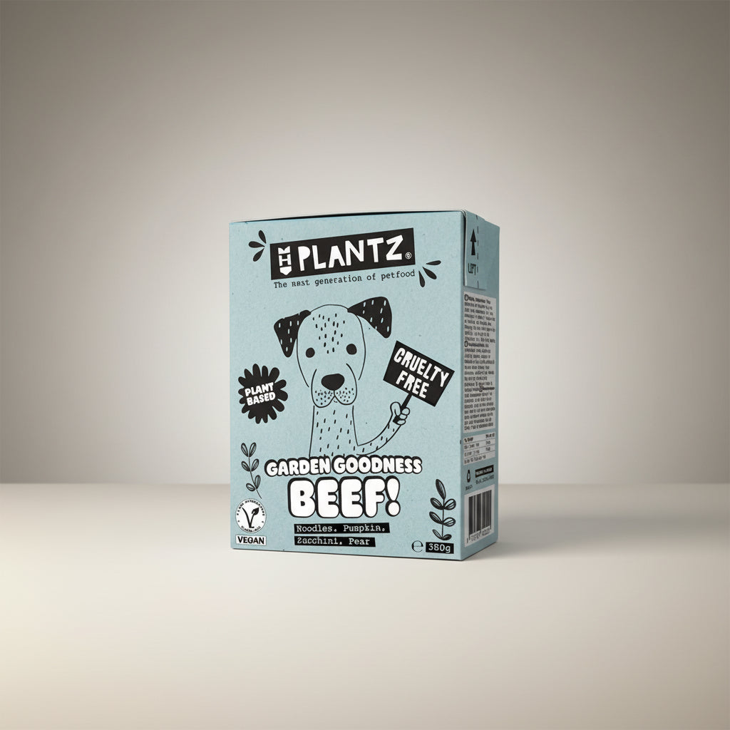 Henart Plantz Garden Goodness – Vegane Rindfleisch-Style Chunks für Hunde | 100% Pflanzlich | Tetra Pack